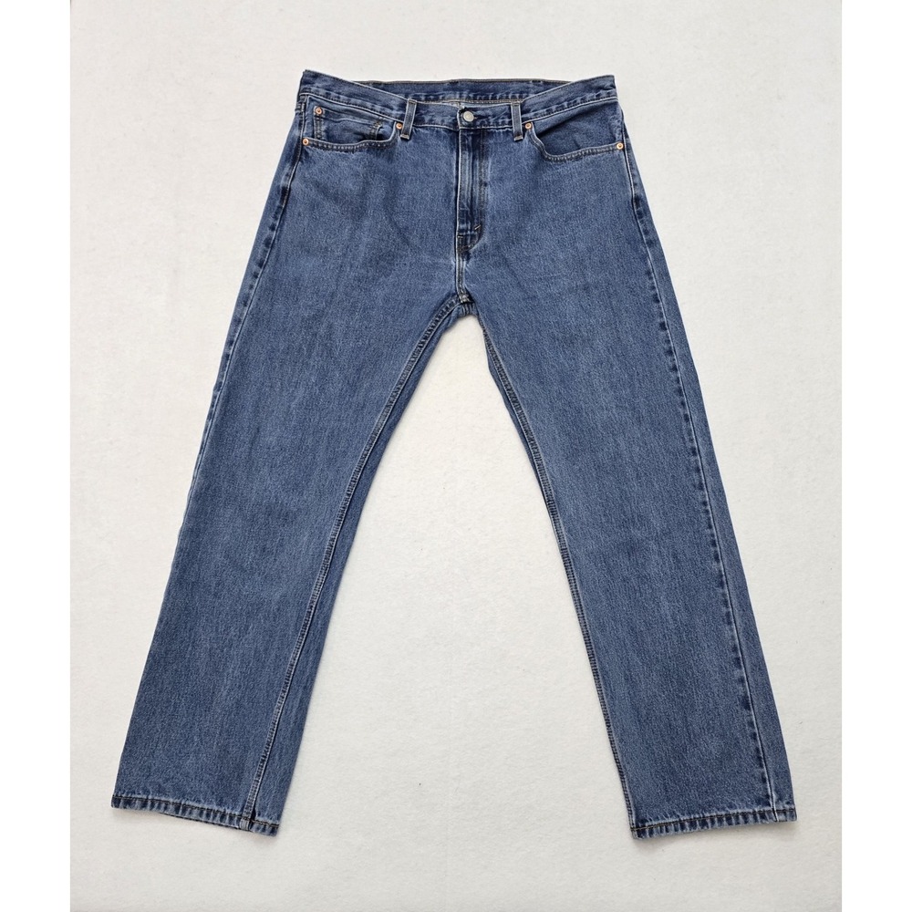 Levis 505 Regular Fit Straight Leg Denim Jeans Mens Size 38x32 Blue Mid-rise